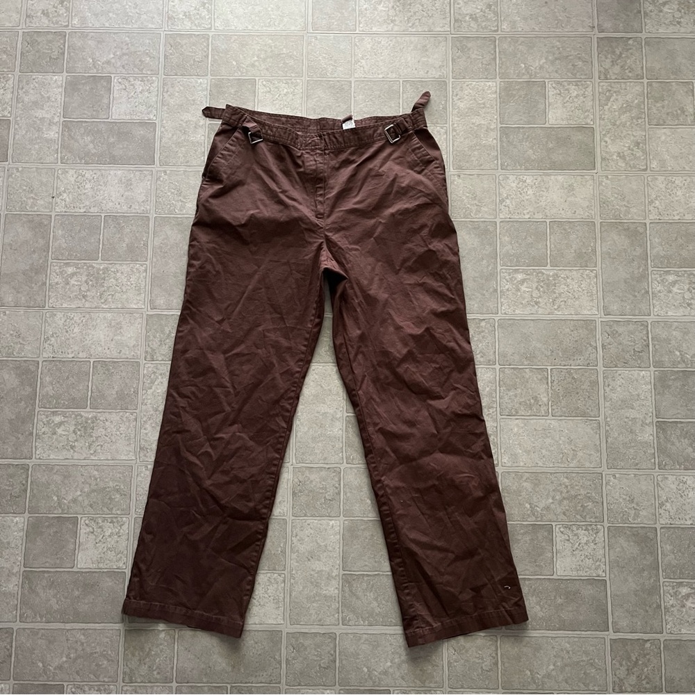 Sag Harbor Brown straight leg twill chino canvas trouser pants women 14